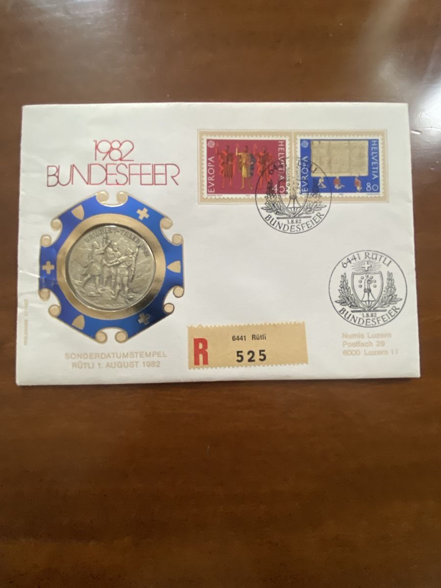 Tutti le monete: Arg. 900/1000 : 1982 Bundesfeier – Nuovo e nell'imballaggio originale da Genève venduto da Mar7319