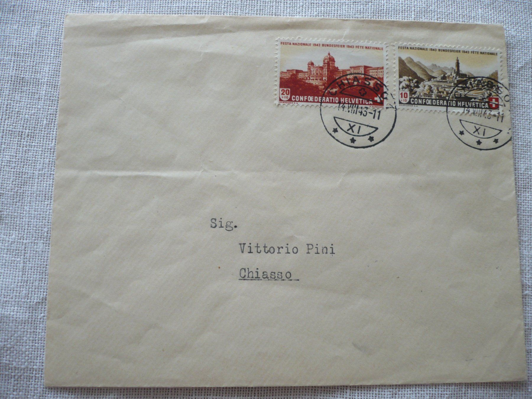 Tutti i francobolli: 1943 Brief Chiasso SBK B20 & B21 – Usato da Zürich venduto da saltandpepper008