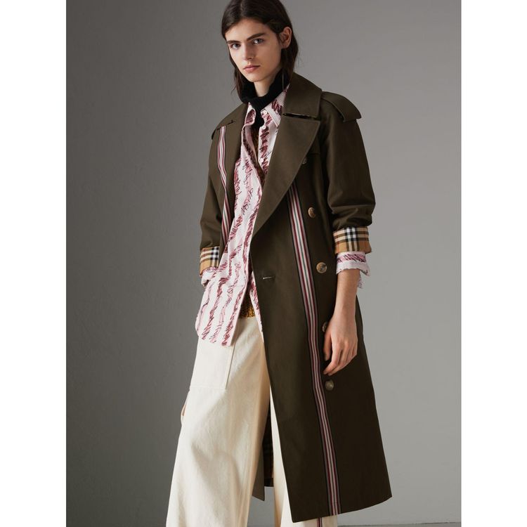 Striped ribbon gabardine 2024 oversized trench coat