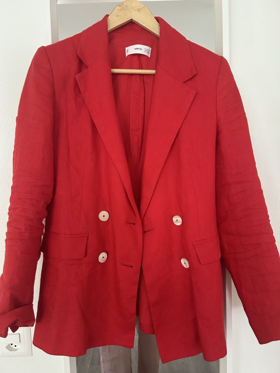 Mango Giacche: Mango Red Linen Double-Breasted Blazer Jacket Jacke – Nuovo (secondo la descrizione) da Unterägeri venduto da Rogucha