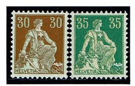Helvetia 110+111 papier lisse neuf** sans charnière