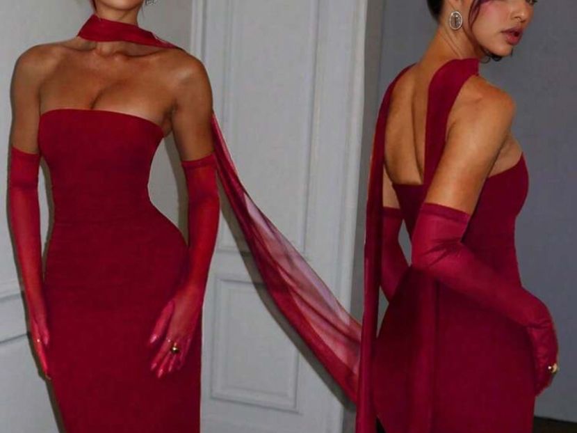 Shein Vestiti & Gonne: Robe de soirée rouge élégante,XS Parfaite! – Usato da Pont-de-la-Morge venduto da ket_zyb2 3