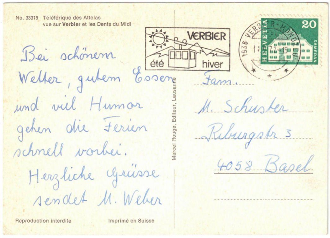 Cartoline postali: Verbier - Luftseilbahn Attelas – Usato da Binningen venduto da Mountainrider 1