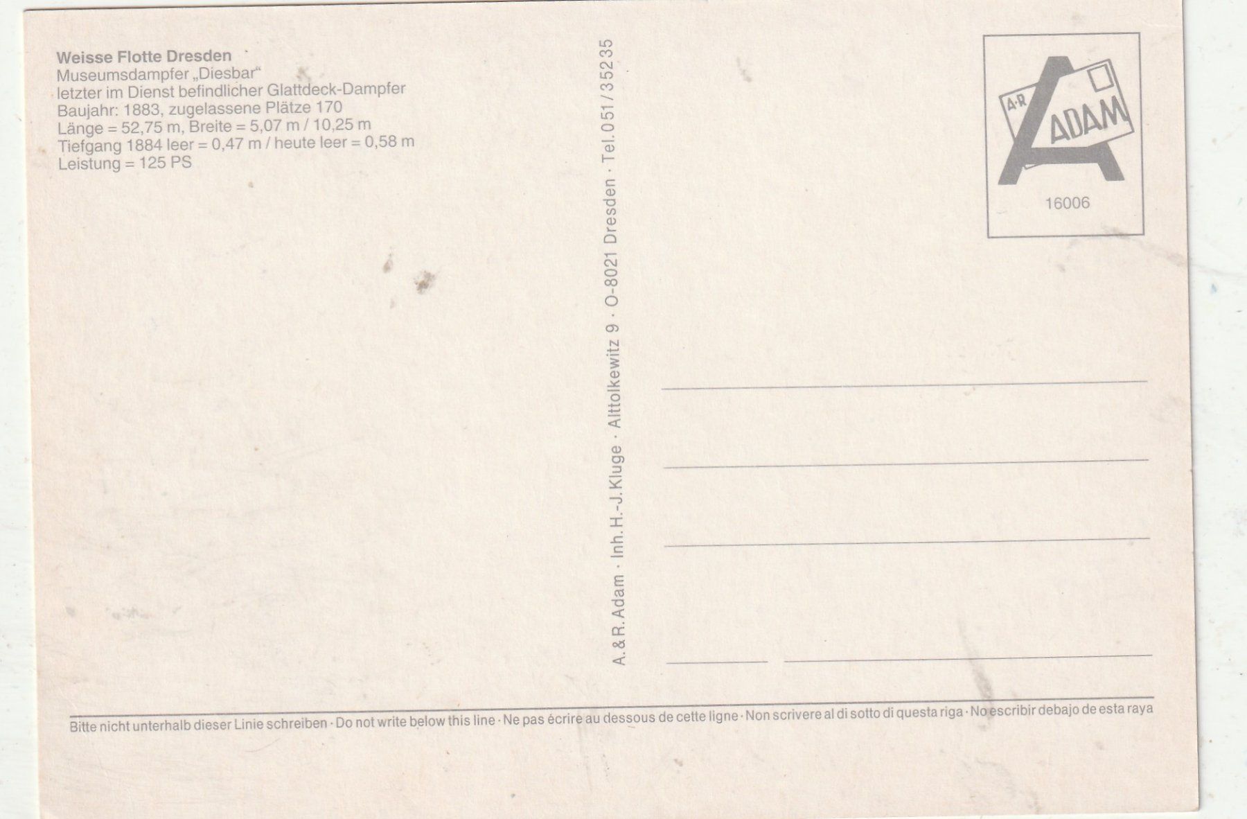 Cartoline postali: Weisse Flotteb Dresden – Usato da Lumbrein venduto da made02 1