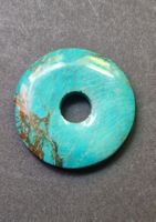 Anhänger 2,4cm Donut Stein Turquoise natur handgefertigt