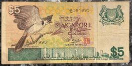 Singapur 5 Dollar Banknote, Rarität, Sammlerstück,