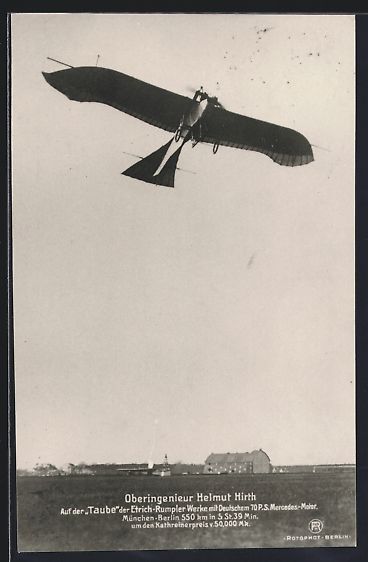 Ansichtskarten: Flugzeug Taube der Etrich-Rumpler Werke, – Gebraucht aus Berlin von bartko-reher