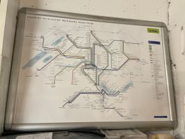Original BLS Liniennetz Plan im Alu-Rahmen gebraucht