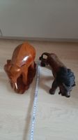 K..73 R) Holz Elefant und Löwe ca 50 Jahre alt