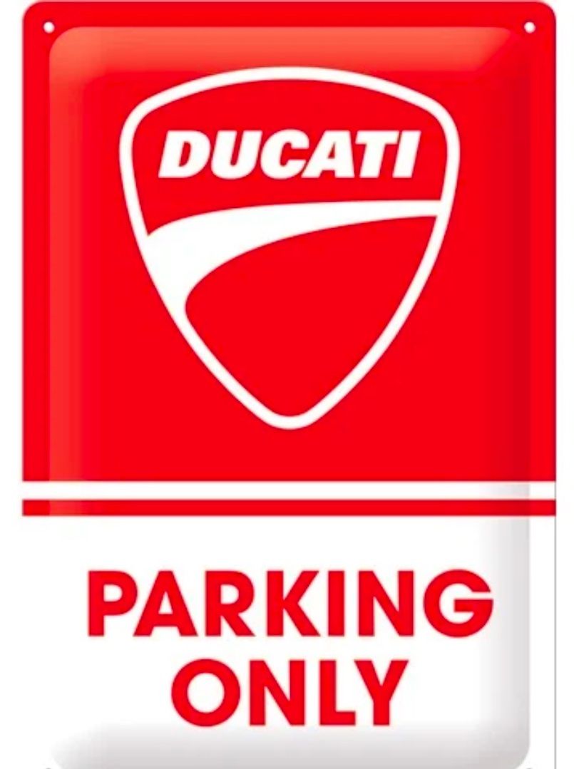 Ducati Schilder: Ducati Parking Only Hängeschild Blechschild Schild 20x30cm – Neu und originalverpackt aus Goldach von SSRConzept 2