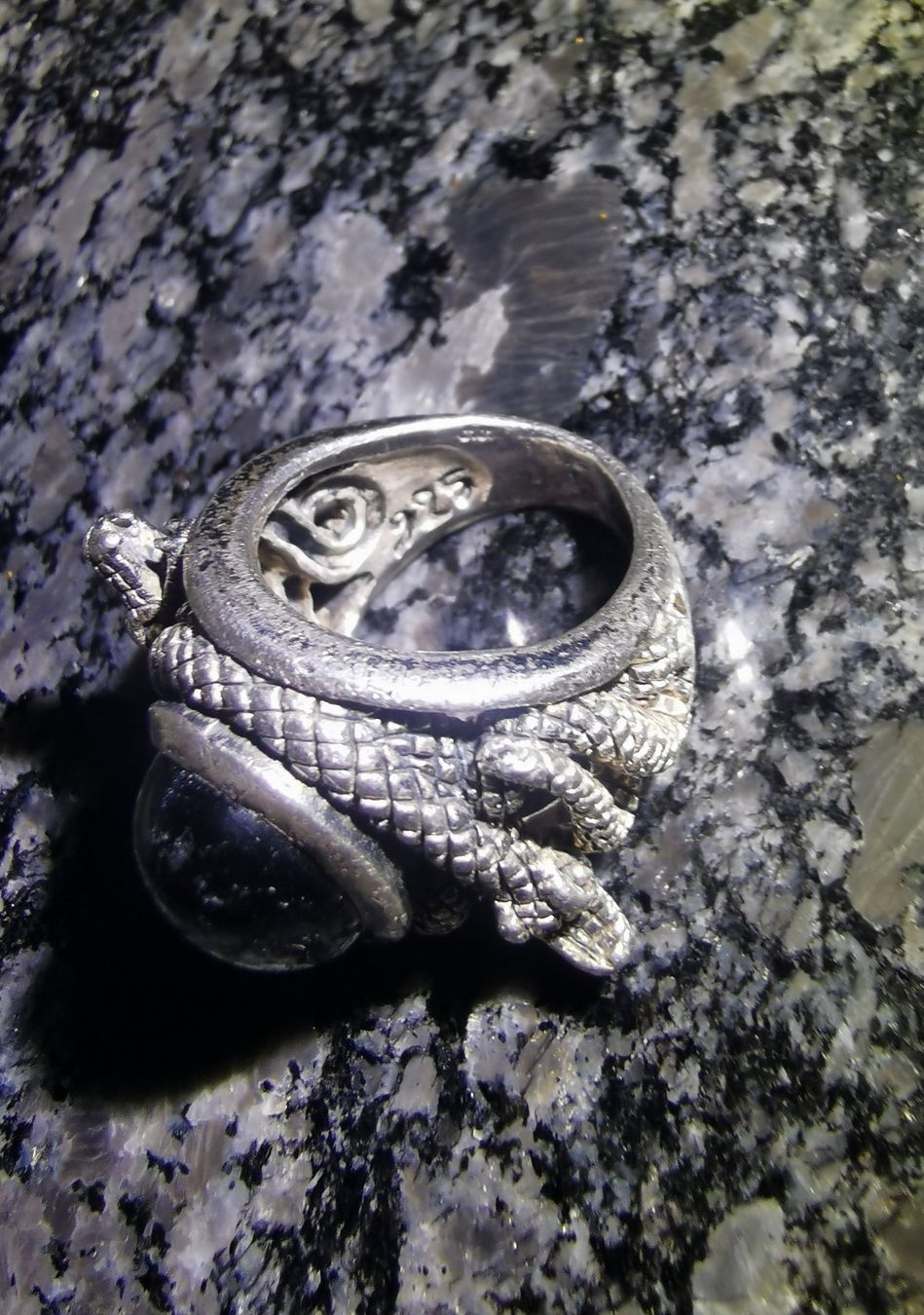 Anelli: Ring Silber mit schwarzem Saphir und Schlangen. – Usato da Steffisburg venduto da kk4711 3