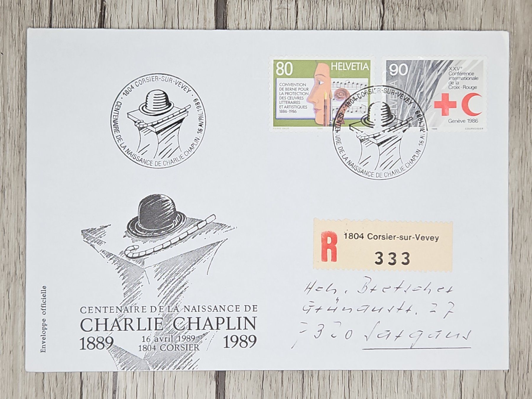 Tutti i francobolli: CL09 Enveloppe + Timbre Suisse 1989 – Usato da Cousset venduto da Patrick_Collections