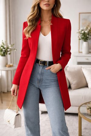 MANTEAU BLAZER ROUGE ZARA