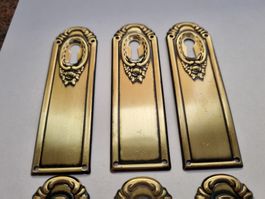 Jugendstil Messing floral 6 Stk.Türschilder Deko antik