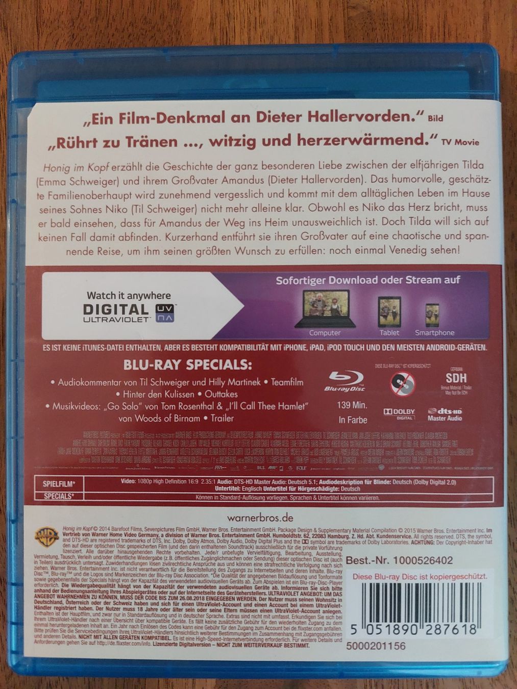 Tutti i DVDs: Blu Ray - Honig im Kopf – Usato da Rheinfelden venduto da FilmAuktion 1