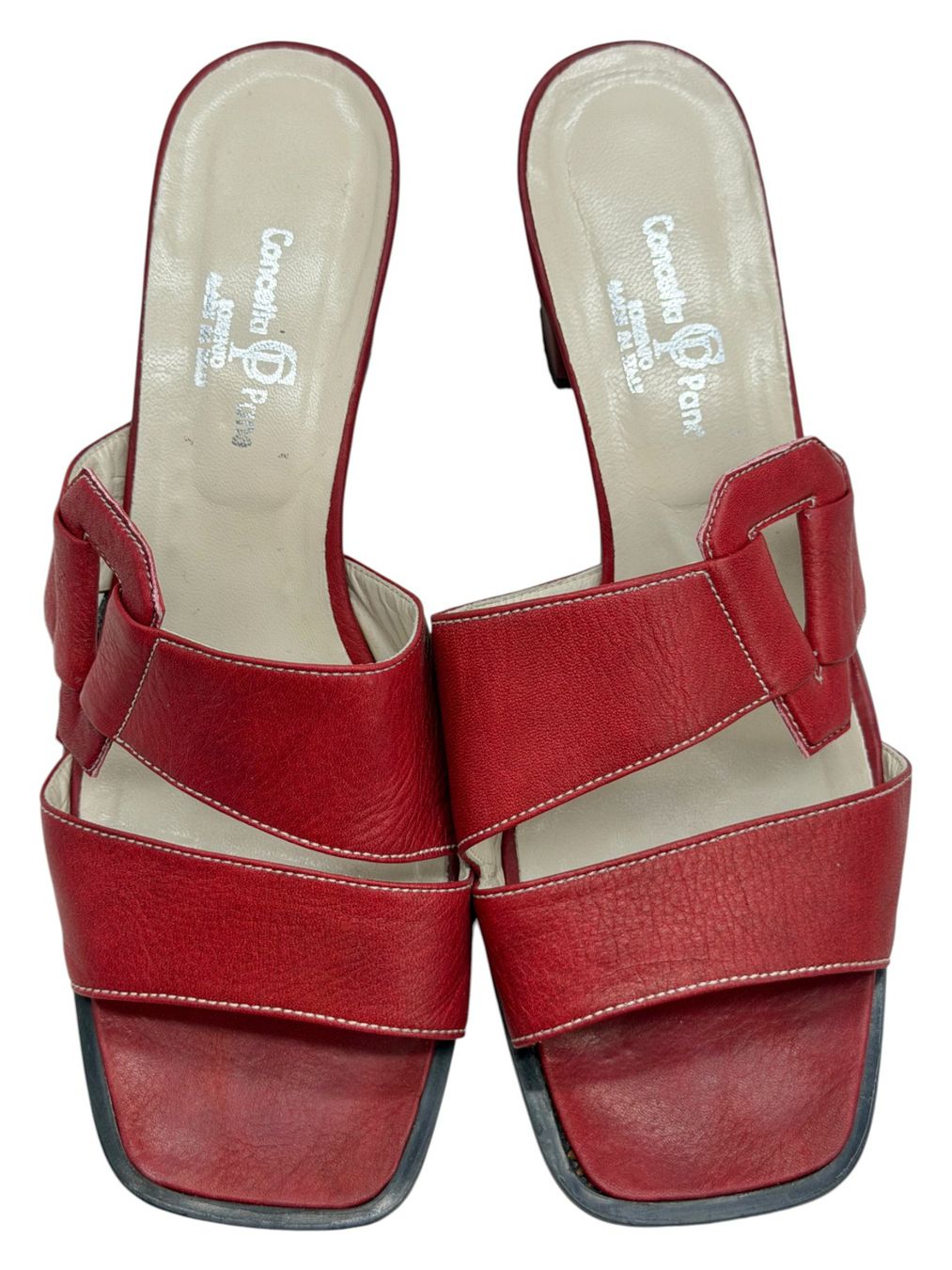 Scarpe da donna: Mules Concetta Pane cuir rouge. Pointure 40 – Usato da Cossonay-Ville venduto da PatineDuTemps 1