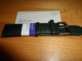 10 X Uhrenarmband 20mm,dunkelgrün,leder