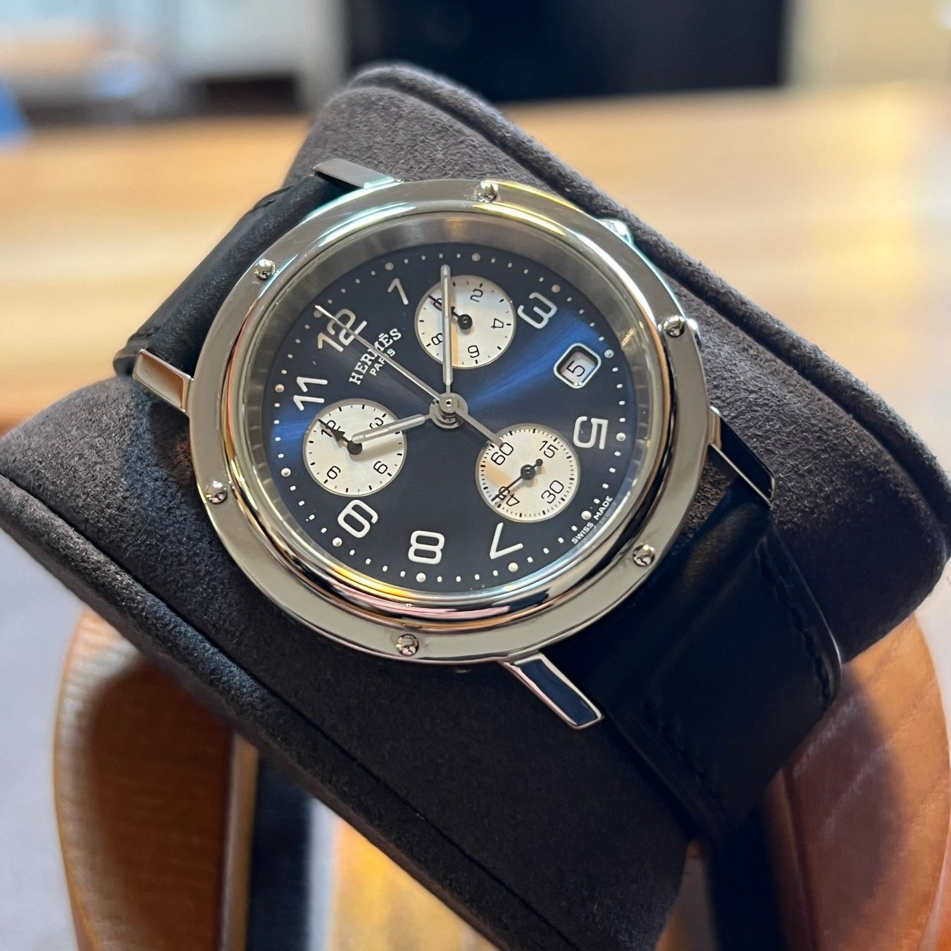 Hermès Orologi: Hermès Clipper Quartz Chronograph CL1.910 – Usato da Carouge GE venduto da Watchaser 7