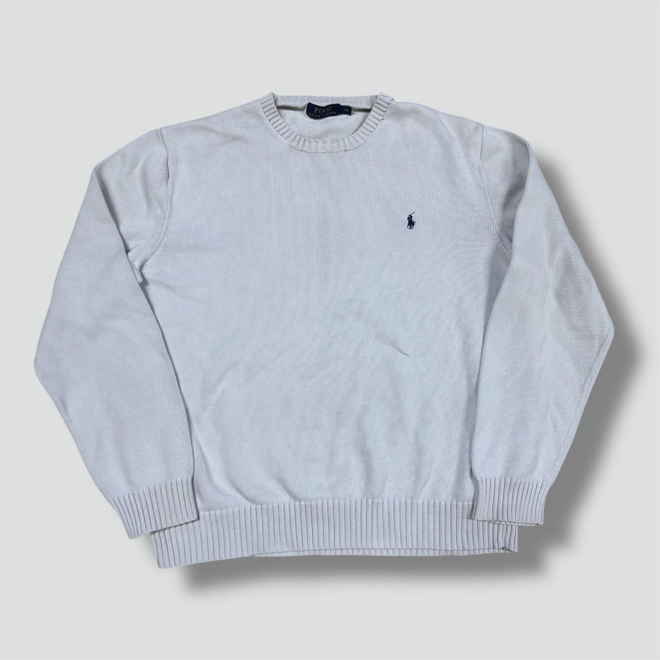 Ralph Lauren Maglioni & Felpe: Polo Ralph Lauren knitted white crewneck retro pullover pull – Usato da St. Gallen venduto da sourced_limited