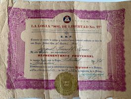 Rarität FREIMAURER Dokument aus Cuba 1949 !