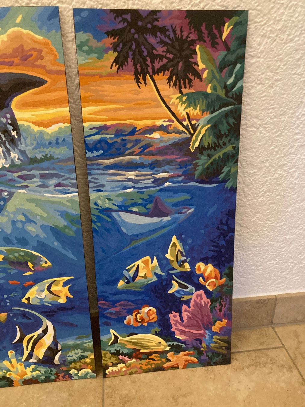 Dipinti: Bild/Gemälde "Am Korallenriff", 3-teilig, Orcas & Delfine – Nuovo (secondo la descrizione) da Gelterkinden venduto da froggy80 3