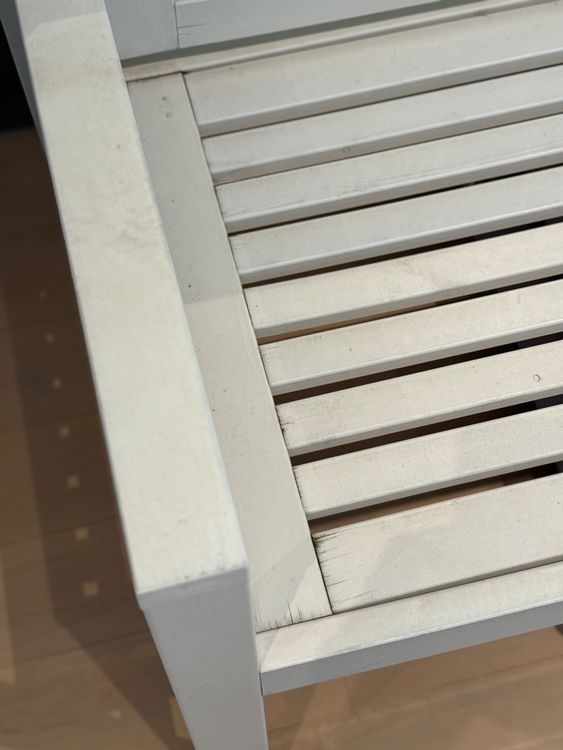 IKEA Holz Sitzbank äpplarö weiss mit Kissen Kaufen auf Ricardo