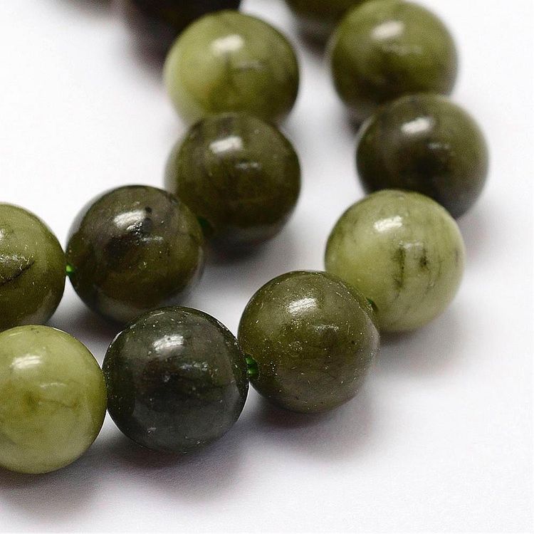Jade Taiwan, olivgrün, 4mm, 1 Strang (Neu (gemäss Beschreibung)) in ...