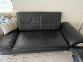 Sofa Leder schwarz / 2-Sitzer (2 Stück)
