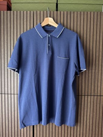 Loro Piana Polo Shirt Regatta Blue, Size XL, Made in Italy.