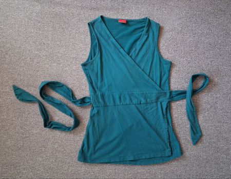 Damen Wickelshirt petrol UNICA, Grösse M, Baumwolle