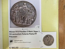 Silber 3 Mark - Deutsches Kaiserreich 1913 - Gedenkmünze