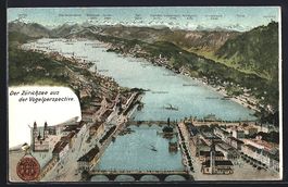 Zürich, Ortsanicht mit dem Zürichsee a