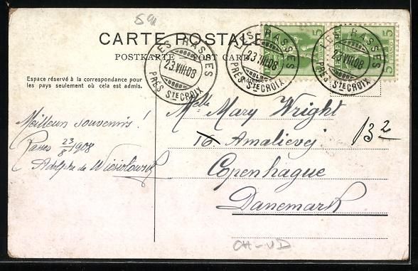 Ansichtskarten: AK Ste. Croix, Vue générale, 1908 – Gebraucht aus Berlin von bartko-reher 1