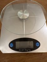 Küchenwaage EC301 5kg/1g Glas digitales 