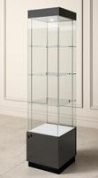 Glasvitrine, ESG Glas, Schwarz, LED (B.46cmxT.46cmxH.190cm)