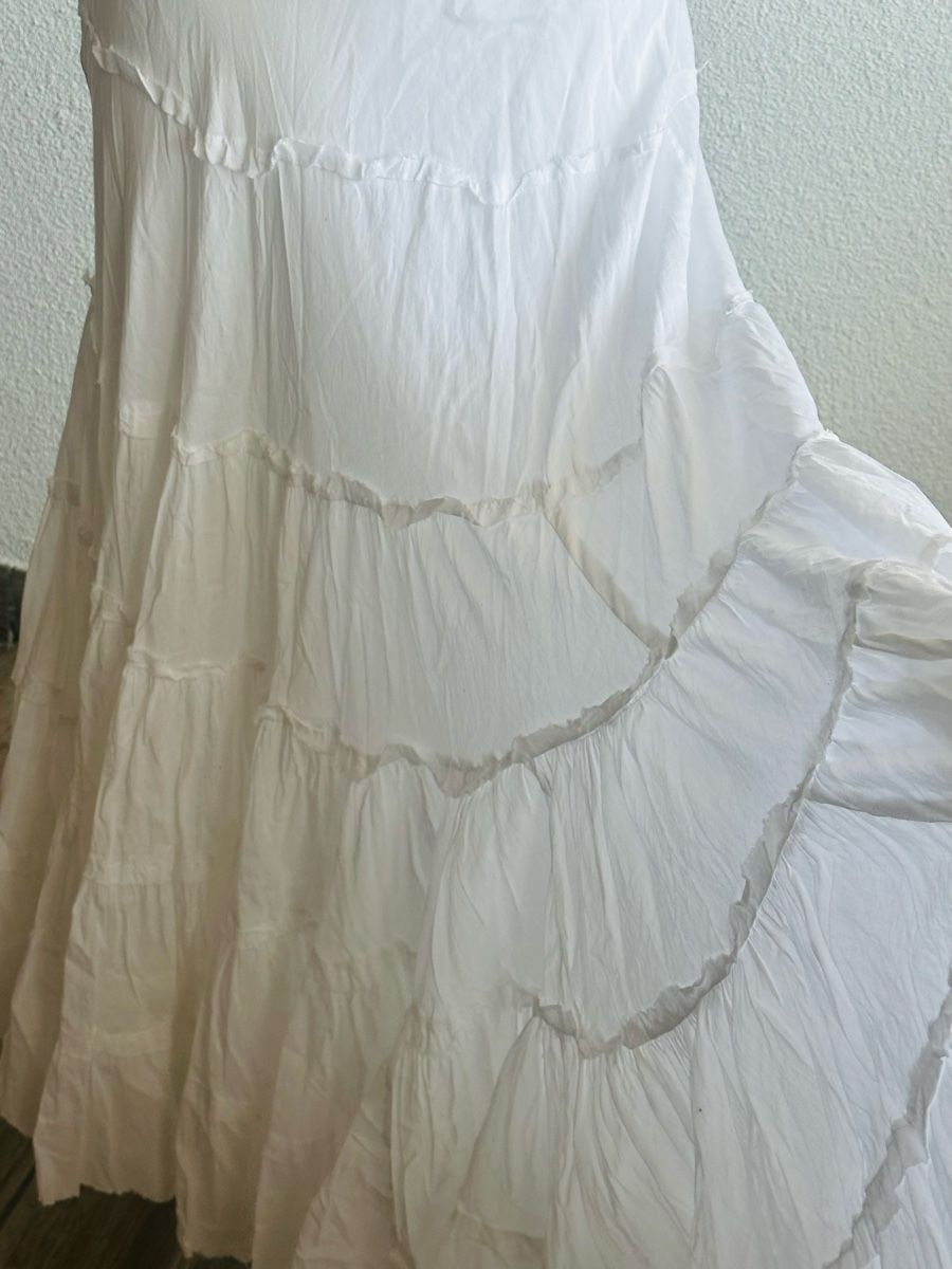 Gonne: White tiered cotton skirt, from India – Usato da Vevey venduto da ledidream 2
