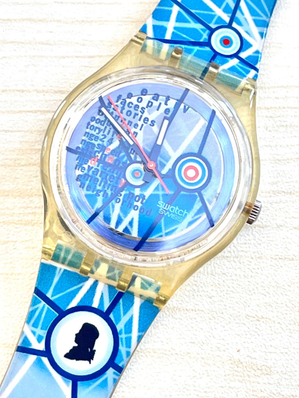 Swatch Orologi: Swatch Uhr, Blau/Weiss – Usato da Grenchen venduto da chththl