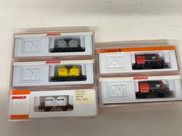 5er Set Arnold Spur N Silowagen, Kesselwagen, Tankwagen SBB