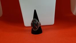 Vintage Ring mit Granat und Silber, Durchmesser 15mm