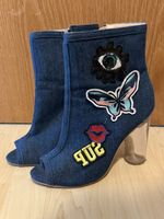Denim-Stiefeletten mit Patches – Gr. 40