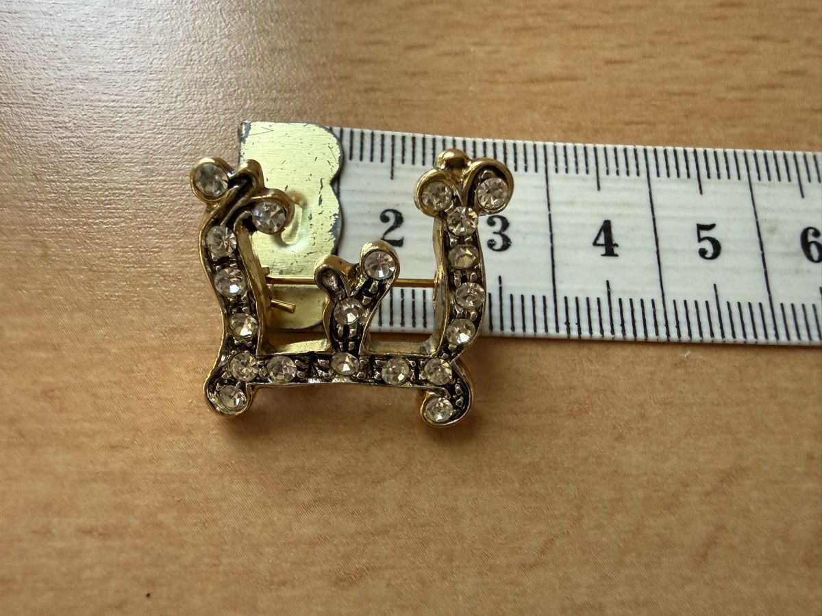 Broches & Aiguilles: Vintage-Brosche mit Initiale E goldfarben mit Strass. – D'occasion à Lamone par LaCantinaMagica 3