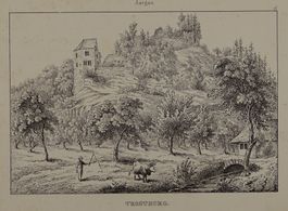 TROSTBURG AARGAU, FEDERLITHOGRAPHIE 1840