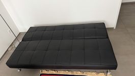 Schwarzes Schlafsofa aus Kunstleder, Top Zustand!