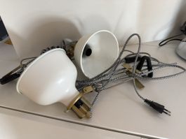 Klemmlampe Weiss Metall mit Kabel und Stecker guter Zustand