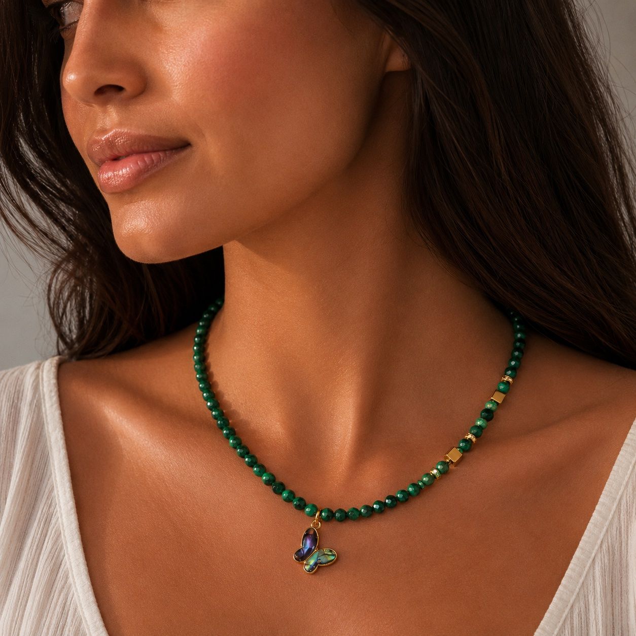 Catenine: Malachit Kette Halskette Collier Edelstein Halsschmuck 45 cm – Nuovo (secondo la descrizione) da Rotkreuz venduto da beltraum 1