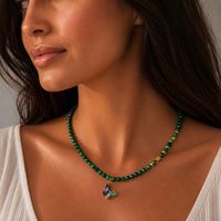 Malachit Kette Halskette Collier Edelstein Halsschmuck 45 cm