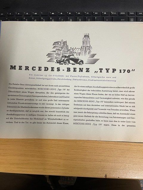 Mercedes-Benz Documenti: Mercedes-Benz Typ 170 W15 Broschüre Oldtimer – Usato da Grenchen venduto da Woernerauto 1