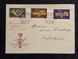 Enveloppe philatélique commémorative 1949 oblitérée Genève