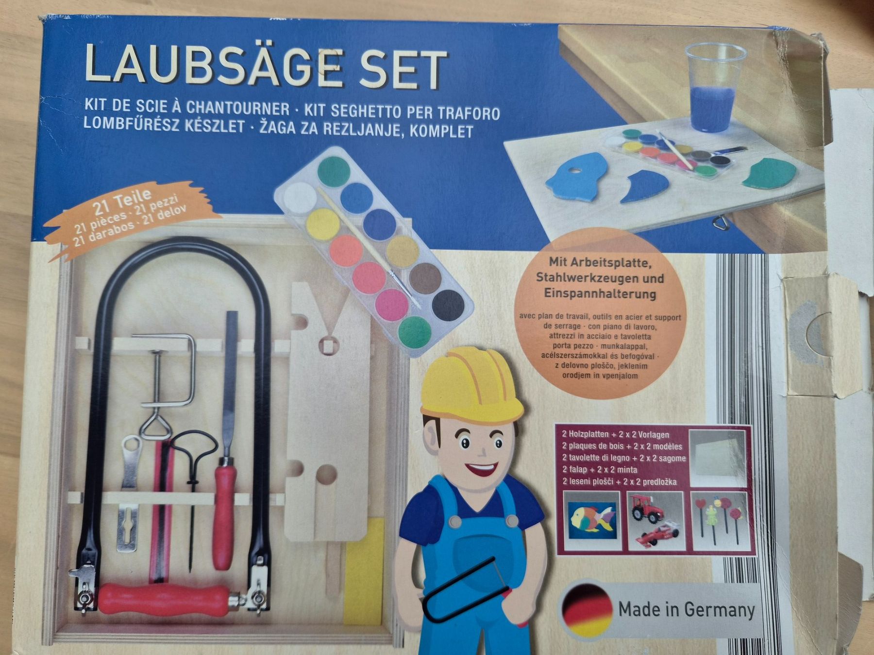Kit bricolage: Laubsaege Set mit Farben und 2 Holzplatten – Usato da Stüsslingen venduto da Nitche01