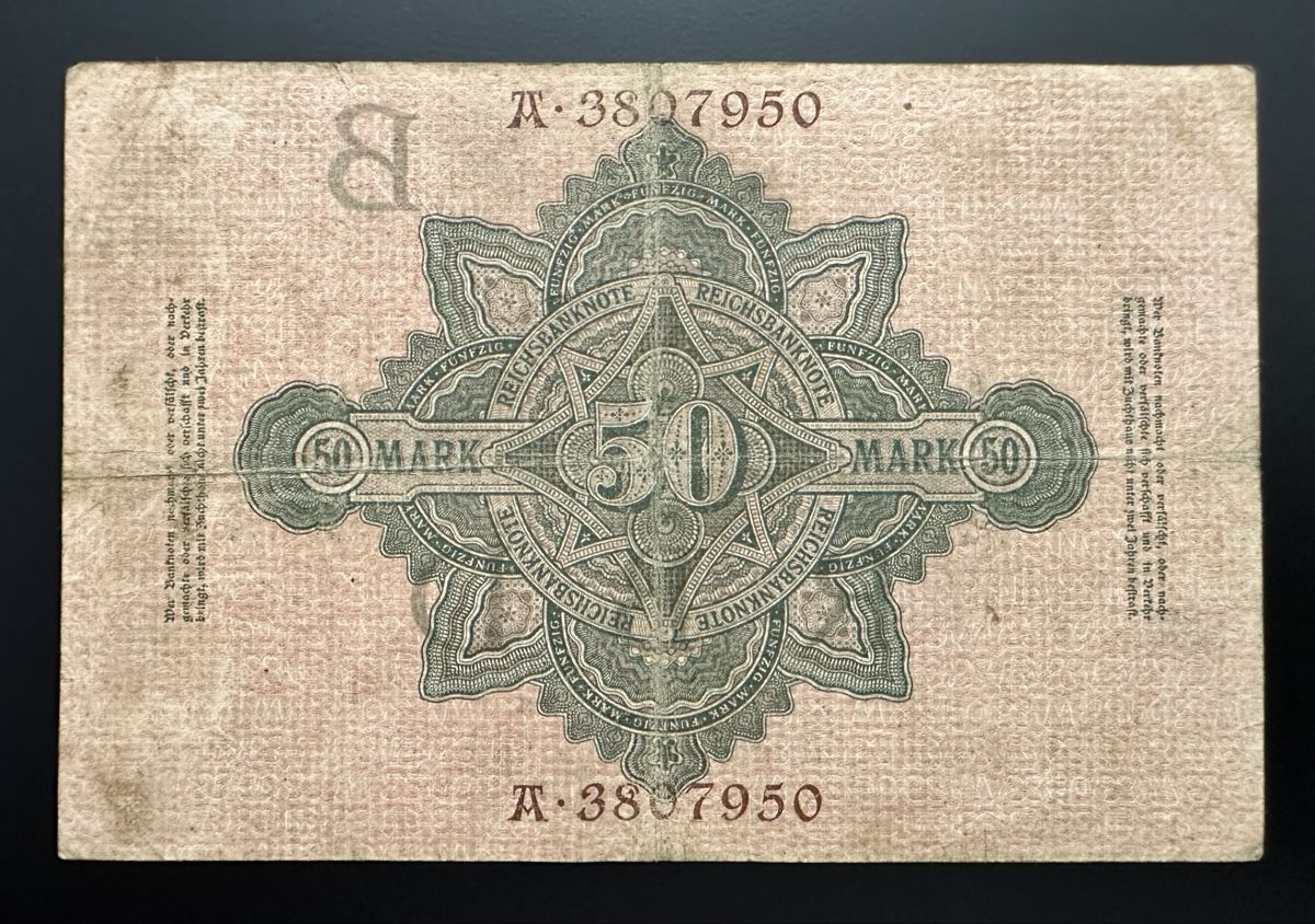 Banconote: Reichsbanknote 1910 Fünfzig Mark – Usato da Watt venduto da Coins13 1